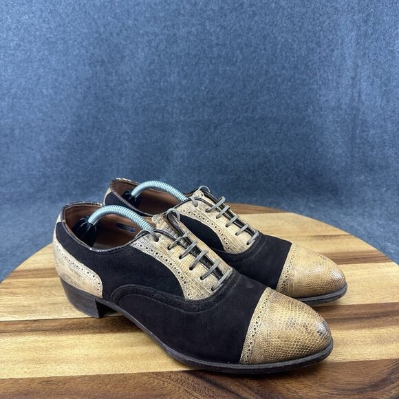 Vtg 1950s Two-Tone Oxford Brogue Florsheim Shoes Men Sz 7.5B Union Made Ped-Flex main image 7
